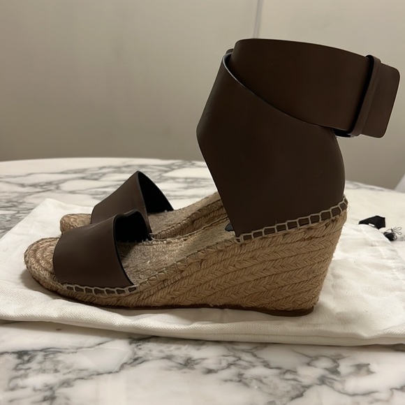 Celine Leather Ankle Wrap Espadrilles Wedge 39 - Picture 6 of 12